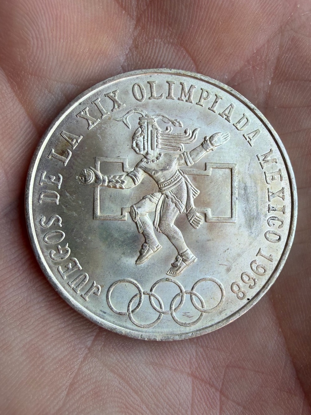 Mexican 1968 Olympics Silver Commemorative Coin .720 silver